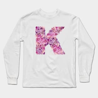 Pink Floral Letter K Long Sleeve T-Shirt